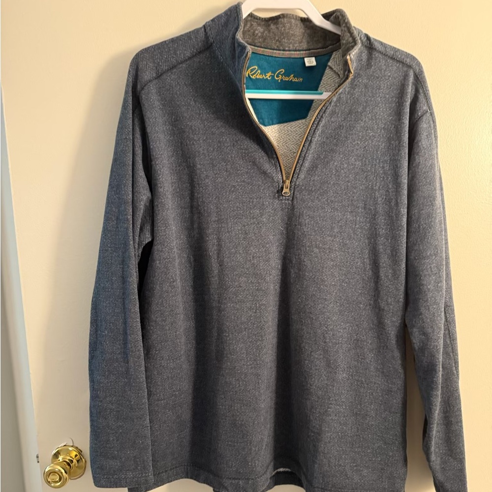 Men’s Robert Graham Classic Fit Quarter Zip Sweater Jacket Gray (Size 3XL)